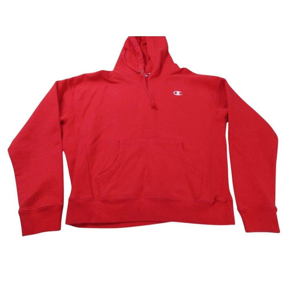 Champion Hoodie Womens Medium Red Cotton Reverse‎ Weave Long Sleeve Drawstring